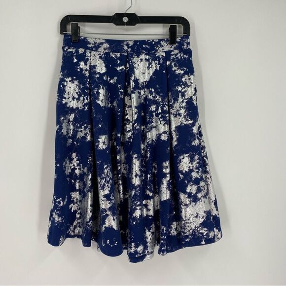 Lularoe Madison Midi Skirt size S Blue and Silver - Picture 3 of 3